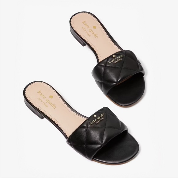 kate spade Shoes - ♠️kate spade Pillow Quilted Leather Sandals, Black NIB